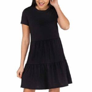 NICOLE MILLER | Black Tiered Babydoll Mini Dress Sz L